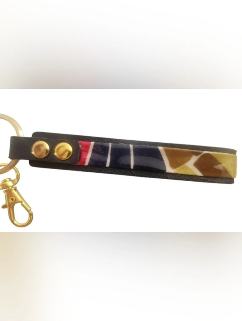 Artisan Fabric-Wrapped Oval Keychain & Wristlet | One-of-a-Kind Accessory